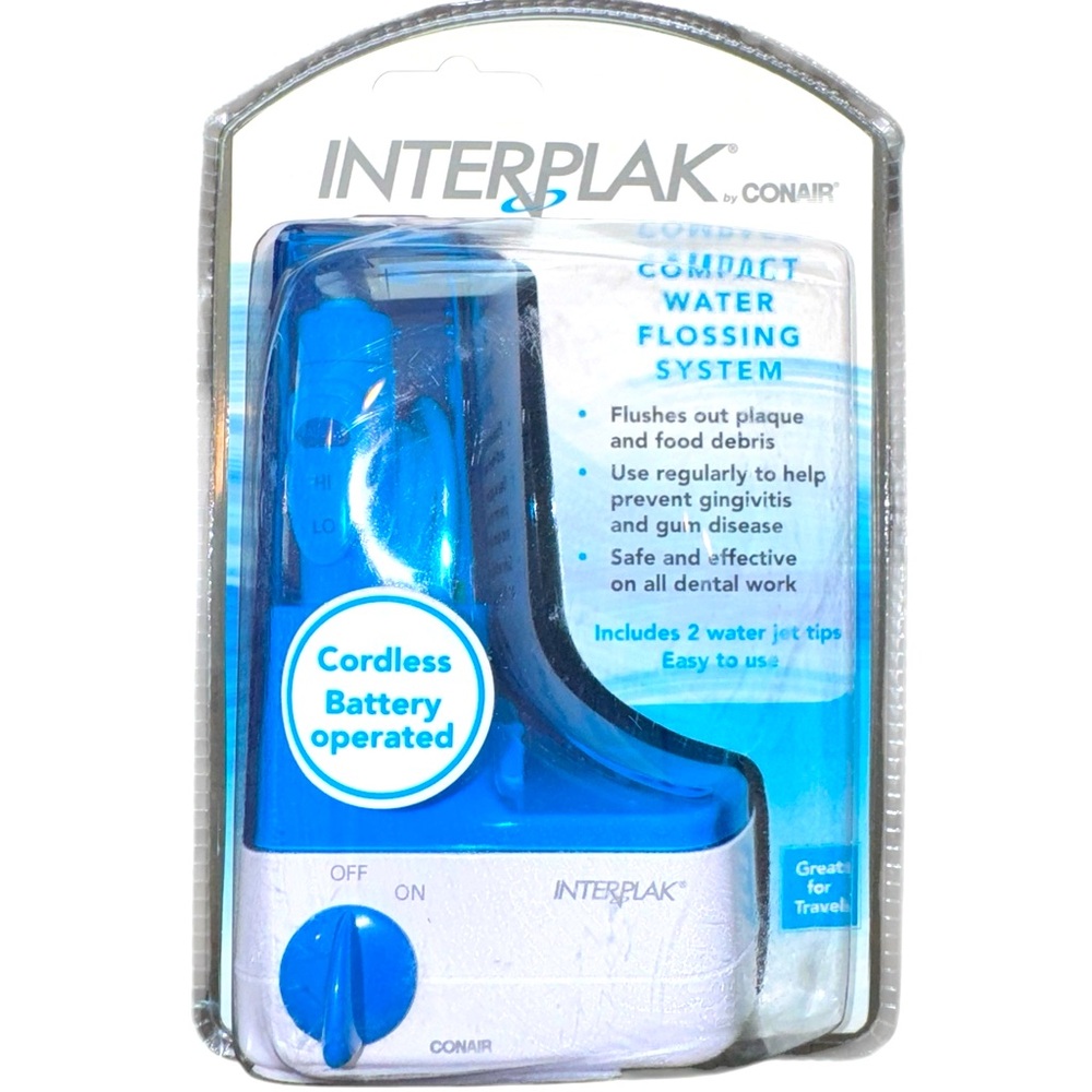 NIB InterPlak Conair Compact Water Flossing System Cordless Battery Operated